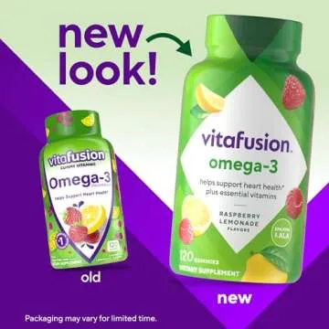 Vitafusion Omega-3 Gummy Vitamins, Berry Lemonade Flavored, Heart Health Vitamins(1), Omega 3 EPA/DH...