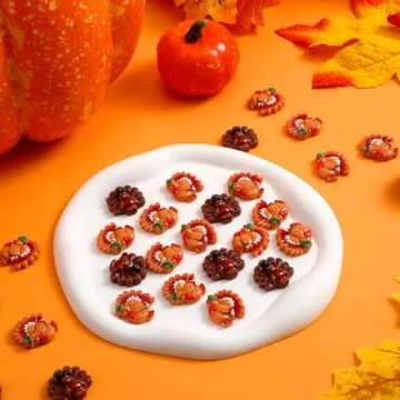 Cinnvoice 60 Pcs Turkey Charms Thanksgiving Turkey Craft Kit Resin Turkey for Thanksgiving Resin Flatback Craft Embellishment Hairpin Decoration Accessories for Thanksgiving DIY Craft Making