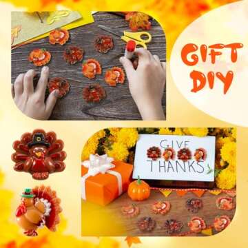 Cinnvoice 60 Pcs Turkey Charms Thanksgiving Turkey Craft Kit Resin Turkey for Thanksgiving Resin Flatback Craft Embellishment Hairpin Decoration Accessories for Thanksgiving DIY Craft Making