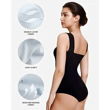 ALGALAROUND Square Neck Double Layered Bodysuit - Stylish & Comfortable!