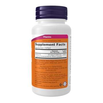 NOW Foods Supplements, Vitamin D-3 1,000 IU, High Potency, Structural Support*, 360 Softgels