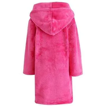 HDOBHIO Boys Girls Robe Soft Fleece Bathrobe for Kids Rose 6-8 Years