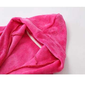 HDOBHIO Boys Girls Robe Soft Fleece Bathrobe for Kids Rose 6-8 Years