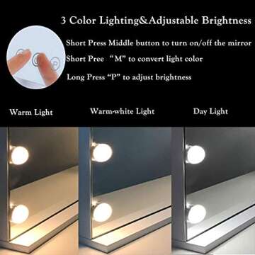 WAYKING Vanity Mirror with Lights Large Makeup Mirror Lighted Hollywood Makeup Vanity Mirror Tableto...