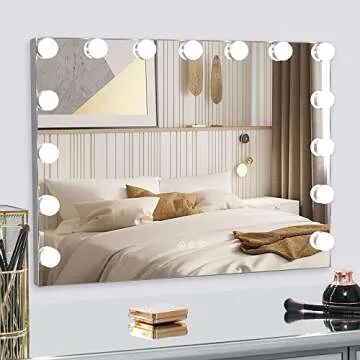 WAYKING Vanity Mirror with Lights Large Makeup Mirror Lighted Hollywood Makeup Vanity Mirror Tabletop or Wall-Mounted Mirror with Dimmable LED Bulbs and USB Port for Bedroom & Dressing Room