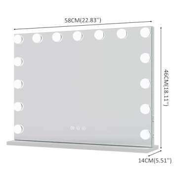 WAYKING Vanity Mirror with Lights Large Makeup Mirror Lighted Hollywood Makeup Vanity Mirror Tabletop or Wall-Mounted Mirror with Dimmable LED Bulbs and USB Port for Bedroom & Dressing Room