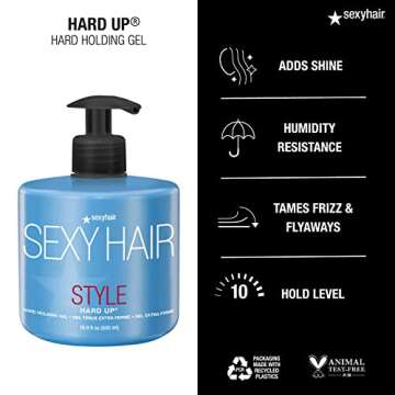 SexyHair Style Hard Up Hard Holding Gel, 16.9 Oz | Extreme Hold | Non-Flaking Formula | All Hair Types