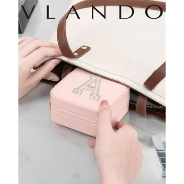 Vlando Travel Jewelry Box for Girls Women, Initial Jewelry Organizer Box Travel Must Haves Jewelry Case for Girls, Necklace Earrings Ring Box Travel Gifts for Sister Daughters - Letter S, Pink