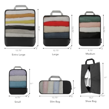 BAGAIL Compression Packing Cubes Travel Organizers 6 Set
