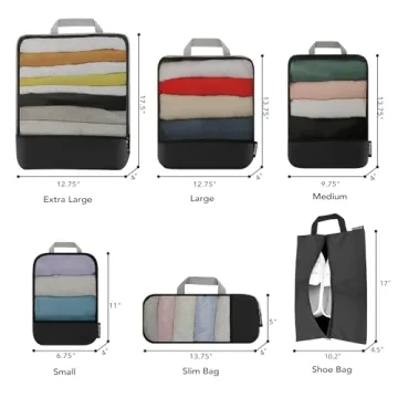 BAGAIL Compression Packing Cubes Travel Organizers 6 Set