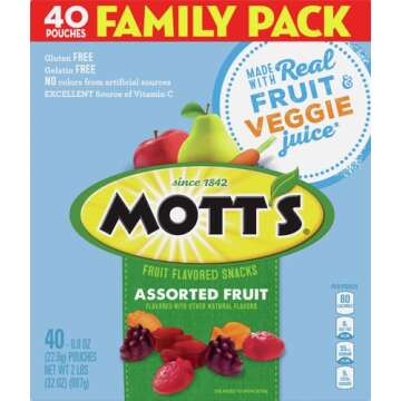 Mott's Fruit Flavored Snacks, Easter Basket Stuffers, Assorted Fruit, Gluten Free, Family Pack, 40 C...