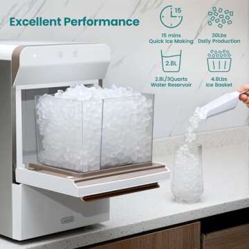Gevi Household V2.0 Countertop Gemi Nugget Ice Maker | Self-Cleaning Pellet Ice Machine | Open and P...