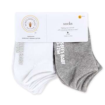 Burt's Bees Baby Baby Socks Ankle or Crew Height Made with Soft Organic Cotton - 6 Packs With Non-Sl...