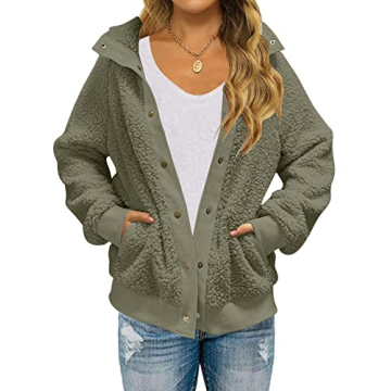 MEROKEETY Women's 2024 Winter Sherpa Jacket - Cozy, Warm Fleece with Pockets