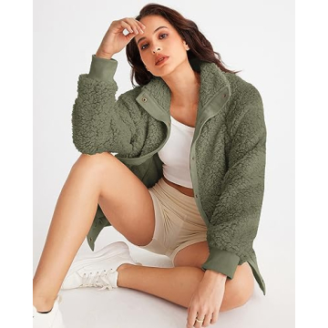 MEROKEETY Women's Winter Sherpa Jacket Warm Fleece Coat