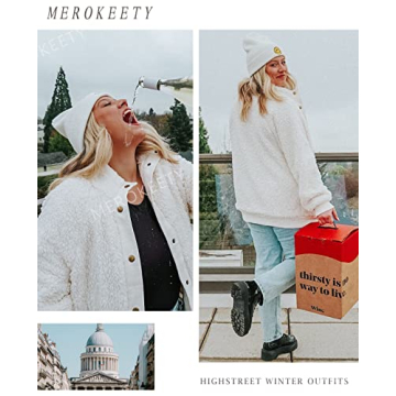 MEROKEETY Women's Winter Sherpa Jacket Warm Fleece Coat