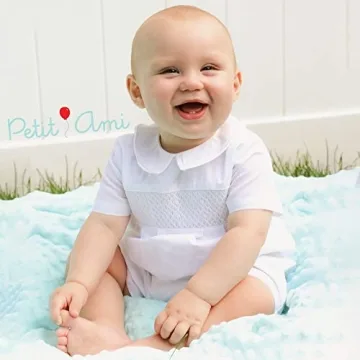 Petit Ami Baby Square Collar Romper with Train Design