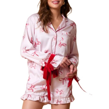 Juakoso Women's Heart Print Valentine's Day Pajamas Set