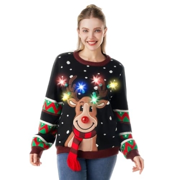 LED Light Up Reindeer Christmas Sweater - Joyful Style