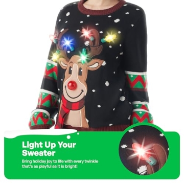 LED Light Up Reindeer Christmas Sweater - Joyful Style
