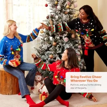 LED Light Up Reindeer Christmas Sweater - Joyful Style