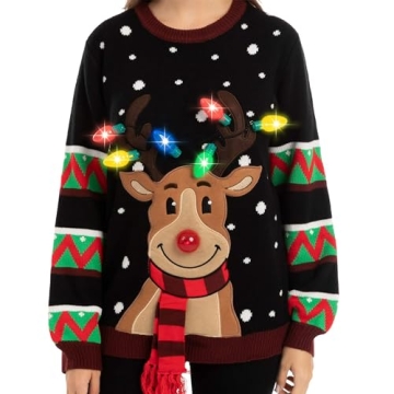 LED Light Up Reindeer Christmas Sweater - Joyful Style
