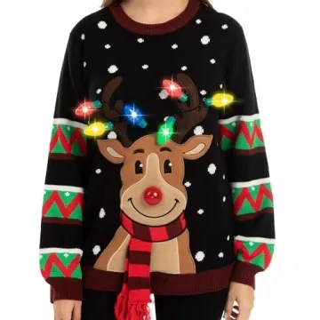 LED Light Up Reindeer Christmas Sweater - Joyful Style