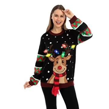 LED Light Up Reindeer Christmas Sweater - Joyful Style