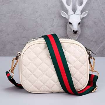 5Chaos Stripe Bee G Purse Strap for Crossbody Shoulder Handbag, Red Green Vintage Nylon Adjustable S...