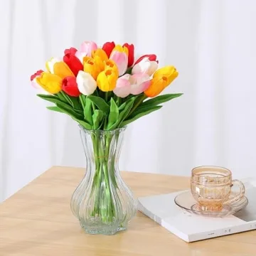 SITUMEIZI 15pcs Realistic Fake Tulips for Decor