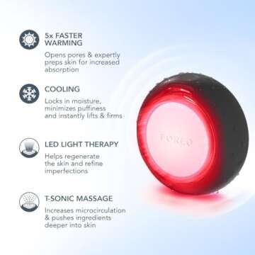 FOREO UFO 2 Supercharged Face Mask | Full LED Spectrum & Red Light Therapy for Face | Warming | | Face Moisturizer | Dark Spot & Acne Scar Treatment for Face | Anti Aging | Nourishing| Black