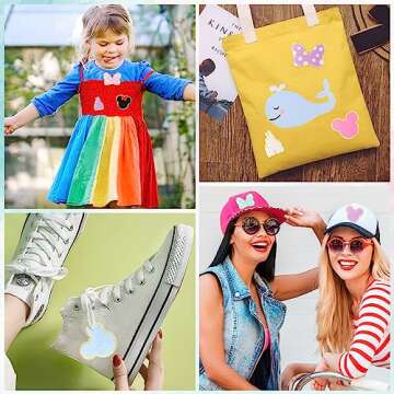 20 PCS Chenille Mouse Head Iron on Patches, CCOZN Colorful Chenille Castle Bowknot Mouse Embroidered Patches Sew On Embroidered Applique DIY Accessory for Clothing Hats Jackets Backpack Pants