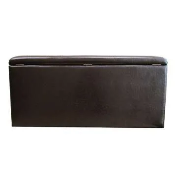 Homepop Home Decor | Button Tufted Leatherette Pet Bed & Bench | Faux Leather Pet Bed | Decorative Pet Furniture (Brown) 38" x 18" x 18"