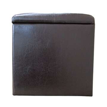 Homepop Home Decor | Button Tufted Leatherette Pet Bed & Bench | Faux Leather Pet Bed | Decorative Pet Furniture (Brown) 38" x 18" x 18"