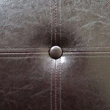 Homepop Home Decor | Button Tufted Leatherette Pet Bed & Bench | Faux Leather Pet Bed | Decorative Pet Furniture (Brown) 38" x 18" x 18"