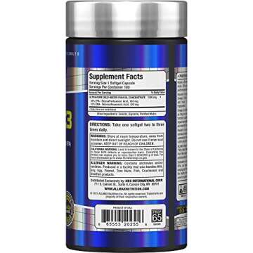 ALLMAX Nutrition Omega 3 Ultra-Pure Cold-Water Fish Oil Concentrate, 180 Count