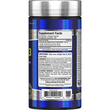 ALLMAX Nutrition Omega 3 Ultra-Pure Cold-Water Fish Oil Concentrate, 180 Count