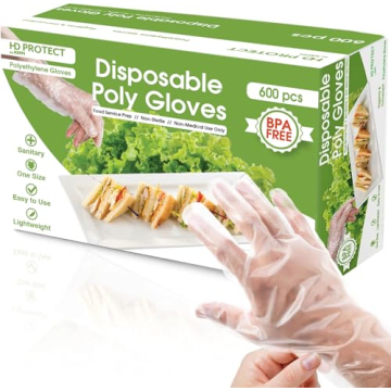 Keppi 600pcs Plastic Gloves - BPA & Latex Free - Perfect Food Handling Gloves - Food Safe Disposable...