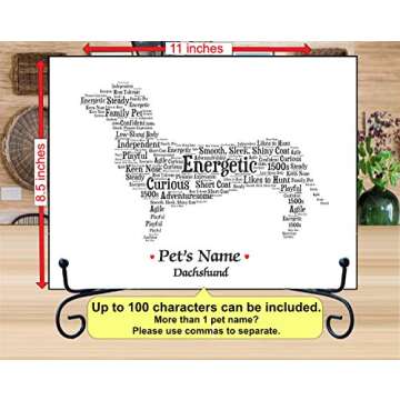 Dachshund Personalize Dog Wall Art Print | Home Decor Gift Wrapped | Custom Name | Pet Loss Memorial...