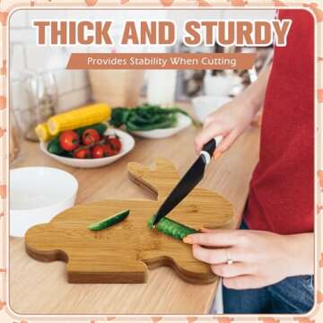 Sunnychicc Easter 2 Pieces 11.81inch Wooden Bunny Cutting Board with Containers Charcuterie Bamboo Wood Cutting Board Platter Dessert Fruit Party Butcher Block Chopping for Kitchen