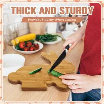 Sunnychicc Easter 2 Pieces 11.81inch Wooden Bunny Cutting Board with Containers Charcuterie Bamboo Wood Cutting Board Platter Dessert Fruit Party Butcher Block Chopping for Kitchen