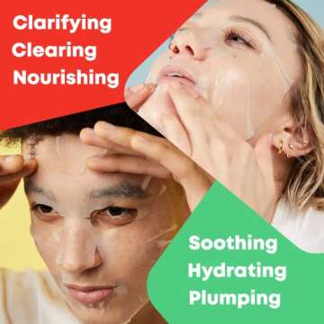 Dot Dot Dash Face Mask Variety Pack - Moisturizing Sheet Masks for Brightening and Soothing with Salicylic Acid & Niacinamide Serum, Hyaluronic Acid & Rosehip, Ceramide & Cica Serum Masks - 3 Count