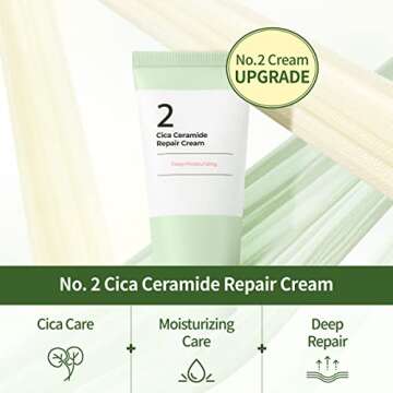numbuzin No.2 Cream | Cica Ceramide Repair Cream | Ceramide, Centella Asiatica | Hydrating, Calming, Strengthen Skin Barrier, Deep Repair, Recovery | All Skin Types | 2.02 fl. oz.