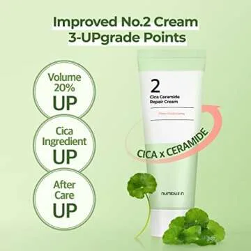 numbuzin No.2 Cream | Cica Ceramide Repair Cream | Ceramide, Centella Asiatica | Hydrating, Calming, Strengthen Skin Barrier, Deep Repair, Recovery | All Skin Types | 2.02 fl. oz.