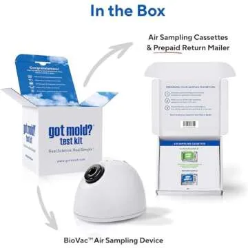Test Your Air! Professional Quality Mold Test Kit for Home (1 ROOM KIT) - All Fees Included - 1, 2 & 3-Room Test Kits & Refills - Reusable BioVac™ Air Sampler - Full Mold Type & Quantity Analysis