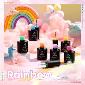 Beetles Gel Nail Polish Kit, Easter Nail Art 6 Colors Spring Summer Rainbow Bright Purple Pink Yello...