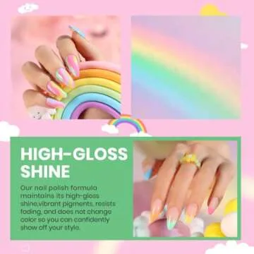 Beetles Gel Nail Polish Kit, Easter Nail Art 6 Colors Spring Summer Rainbow Bright Purple Pink Yellow Green Blue Soak Off Nail Lamp Gel Polish Set DIY Manicure Gifts for Girls