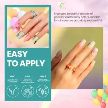 Beetles Gel Nail Polish Kit, Easter Nail Art 6 Colors Spring Summer Rainbow Bright Purple Pink Yellow Green Blue Soak Off Nail Lamp Gel Polish Set DIY Manicure Gifts for Girls