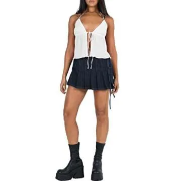 ISZPLUSH Women’s Y2K Tie-up Tank Top for Summer Style