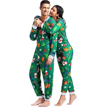 Zhitunemi Adult Onesies Pajamas For Women Christmas Pajamas For Family Christmas Pjs Matching Sets Funny Hoodie Jumpsuit 15016Grass Green-3XL
